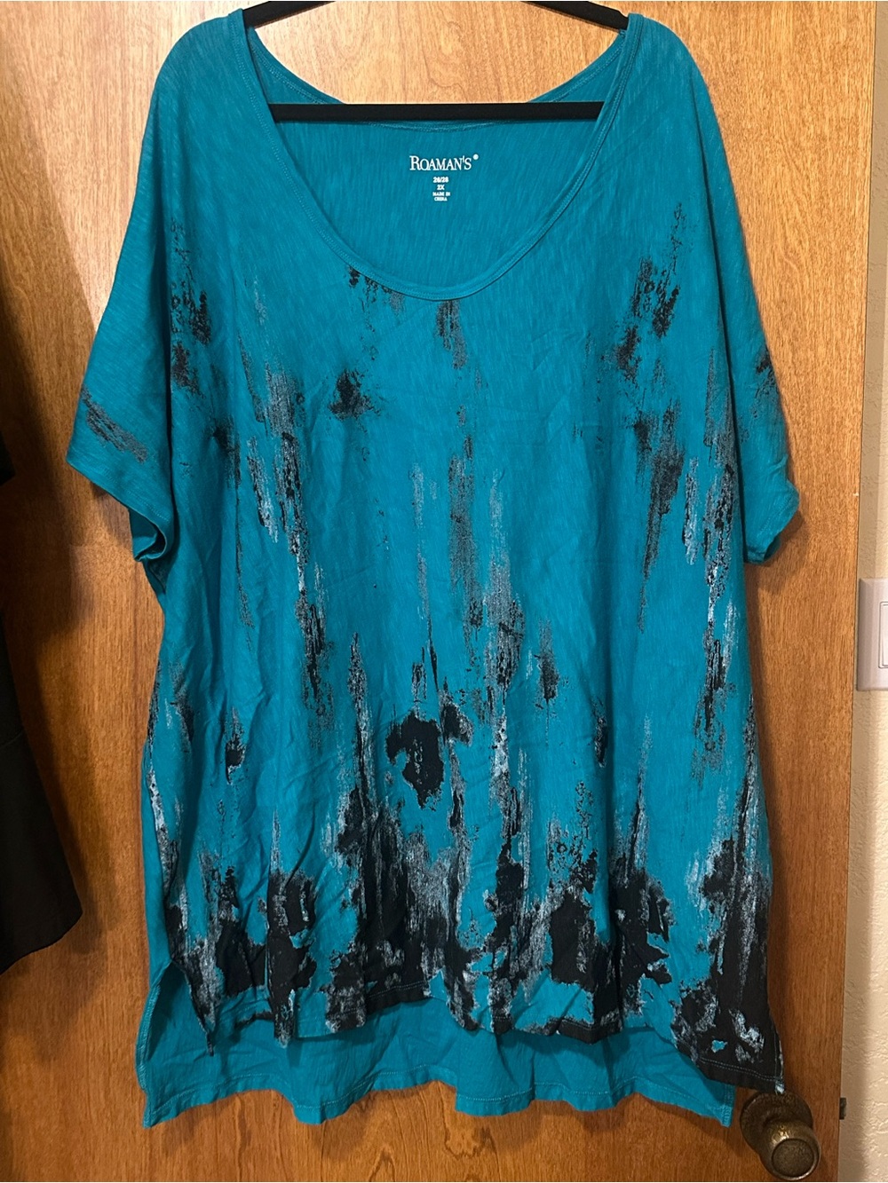 Roaman's Teal Short-Sleeve Scoop Neck Top
